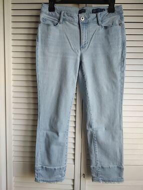 J. Jill Pale Blue Cropped Ankle Jeans with Rolled Frayed Hem
